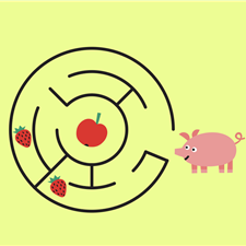 EDA PLAY: Piggy wants to eat the apple. Show him the path in the maze.