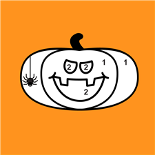  Pumpkin coloring sheets: Color by numbers. Worksheet for free.