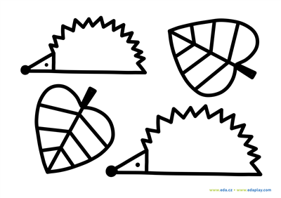 EDA PLAY - COLORING SHEET - HEDGEHOGS AND A LEAVES - WHITE BACKGROUND