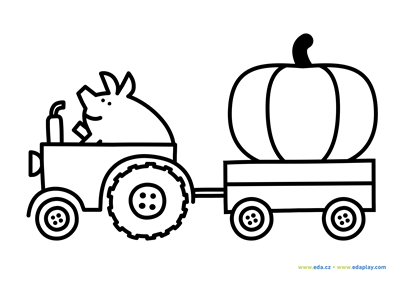 EDA PLAY - COLORING SHEET - FARM - PIGGY AND PUMPKIN - WHITE BACKGROUND