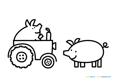 EDA PLAY - COLORING SHEET - FARM - TWO PIGLETS - WHITE BACKGROUND