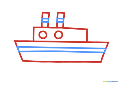 COLOURING SHEET - STEAMBOAT - WHITE BACKGROUND, NO BLACK OUTLINE