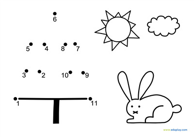 EDA PLAY: CONNECT THE DOTS AND COLOR: HARE AND SPRUCE