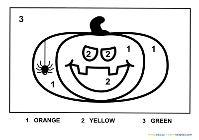 NEW coloring sheet:  Halloween: EDA PLAY - color by numbers - pumpkin 