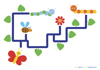 EDA PLAY - LET'S SOLVE THE MAZE: BUTTERFLIES AND CATERPILLARS, white background