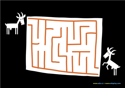 EDA PLAY - LET'S SOLVE THE MAZE: two goats, black background