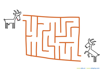 EDA PLAY - LET'S SOLVE THE MAZE: two goats, WHITE background