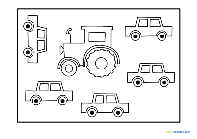 EDA PLAY: COLORING SHEET - CARS AND A TRACTOR