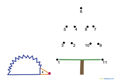 EDA PLAY - CONNECT THE DOTS AND COLOR: HEDGEHOG AND SPRUCE